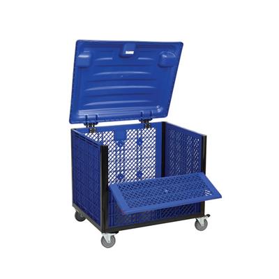 STORAGE UNIT WITH DROP GATE AND LID (WITH CASTERS)